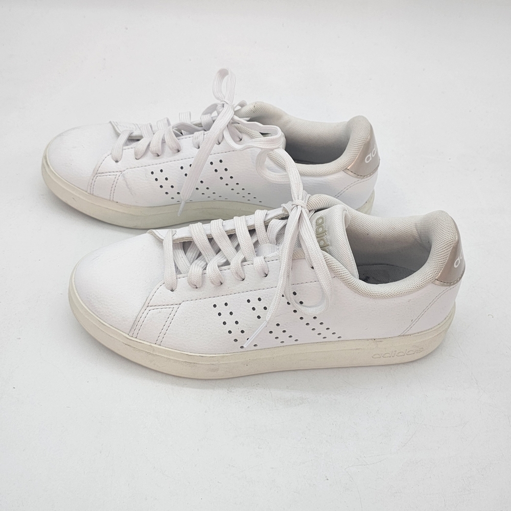 Adidas Advantage 2.0 White Metallic Heel Sneakers Women’s 6 Classic Casual Stree - Picture 3 of 9